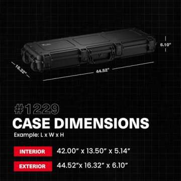 Condition 1 45” Dustproof Protective Luggage Case Model 1229, Lockable Storage Box With Customizable Foam Insert, IP67 Long Waterproof Hard Case, 44.52"x 16.32"x6.10" Black