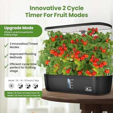 CYBSDF Hydroponics Growing System, 12 Pods Indoor Garden System with LED Full-Spectrum Plant Grow Light, Height Adjustable Indoor Herb Garden, Built-in Timer Function Herb Garden Kit Indoor Black