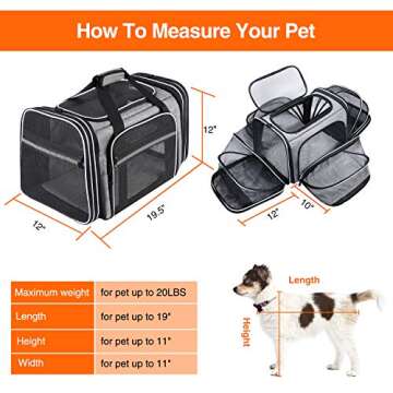 MASKEYON TSA Airline Approved Soft Sided Pet Carrier Top Loading 4 Side Expandable Large Travel Cats Carrier Collapsible with 3 Removable Washable Pads and 3 Pockets for Cats Kitten and Small Dogs