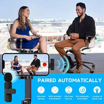 PQRQP Dual Wireless Lavalier Microphone for iPhone, iPad, Video Conferencing, Recording, Live Streaming