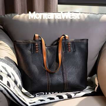 Montana West Black Tote Bag for Women - Oversized Satchel Handbag