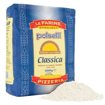 Classica, Tipo "00" Double Zero Flour Extra Fine, 11 lbs (5 kg), Neapolitan Italian Pizza, Bread, Pasta, and more, All Natural, Unbleached, Unbromated, No Additives, Polselli