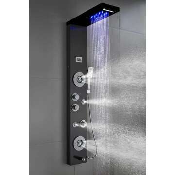 Black Stainless Steel LED Shower Panel System