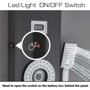 Black Stainless Steel LED Shower Panel System