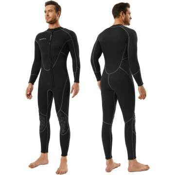 Seaskin Mens 3mm Shorty Wetsuit - Front Zip Diving Suit for All Water Sports