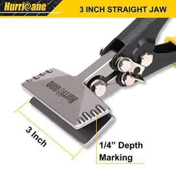 HURRICANE Sheet Metal Hand Seamer, 3 Inch Straight Jaw Sheet Metal Bender Tools for Flattening Metal, Bending Pliers with Ergonomic TyreGrip Handle