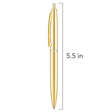 Unibene 6 Pack Gold Click Ballpoint Pens - Black ink Medium Point(1 mm), Metallic Retractable Pen Nice Gift for Business Office Students Teachers Wedding Christmas