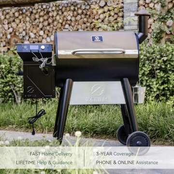 Z GRILLS Wood Pellet Grill Smoker with PID 2.0 Controller, 700 Cooking Area, Meat Probes, Rain Cover for Outdoor BBQ, 7002C