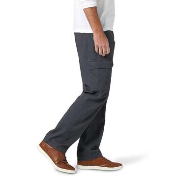 Wrangler Authentics mens Relaxed Fit Stretch Cargo Casual Pants, Anthracite Twill, 38W x 32L US