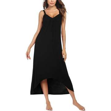 Ekouaer Womens Nightgown Sleeveless Long Nightshirt Full Slip Night Dress Plus Size Sleepshirt Chemise S-3XL