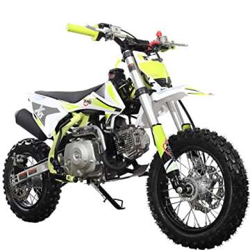 X-PRO X15 110cc Dirt Bike with Semi-Automatic Transmission, Kick Start,12"/10" Wheels! (Factory Package, Green)