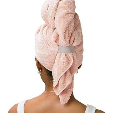 VOLO Hero Nanoweave Hair Towel, Super Absorbent, Ultra-Soft, Fast Drying | Reduce Dry Time by 50%, Large Premium Wrap Towel, Sustainable Bag Packaging, Anti-Frizz, Anti-Breakage, Hands-Free Cloud Pink