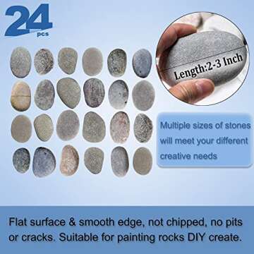 DECORKEY 24PCS River Rocks for Painting, Summer Decorations Garden Decor, Smooth Unpolished Kindness Rocks for Arts & DIY, 2-3inches Natural Stone Perfect for Kids Party, School Events, Crafts