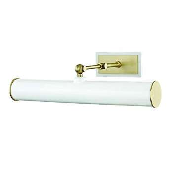 Mitzi HL263202-AGB/WH Transitional Two Picture Light with Plug from Holly Collection Antique Finish, Aged Brass/White