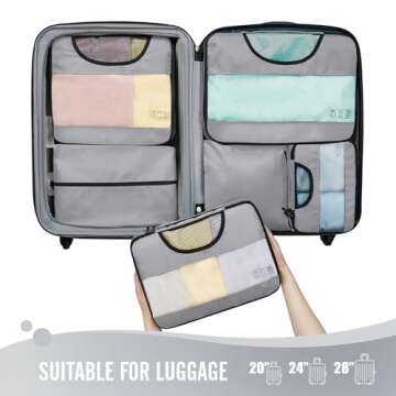 Veken 6 Set of Various Size Packing Cubes for Travel, Suitcase Organizer Bags Set with Shoe Bag, Luggage Organizer for Travel Accessories Travel Essentials