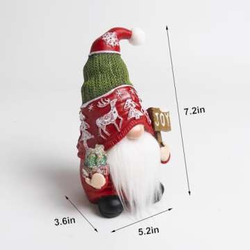 Geemuslly 7.2" large christmas gnomes Decorations for Home, Winter Joy Santa ​Resin Figurines Holiday Xmas Collectibles Tomte Statue Tables Centerpieces Mantle Window Sill Indoor Decor