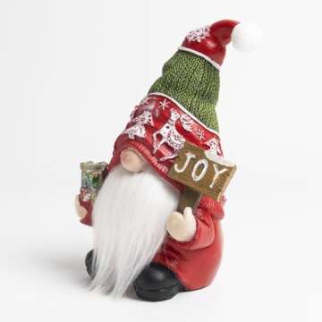 Geemuslly 7.2" large christmas gnomes Decorations for Home, Winter Joy Santa ​Resin Figurines Holiday Xmas Collectibles Tomte Statue Tables Centerpieces Mantle Window Sill Indoor Decor