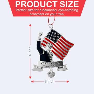 Holiday Jingle Donald Trump 2024 - Make America Great Again US Flag Christmas Ornament 2024 – 4 x 3 Inch Christmas Tree Ornaments