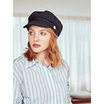 ACCSA Women's Black Newsboy Cap - Stylish & Chic Hat