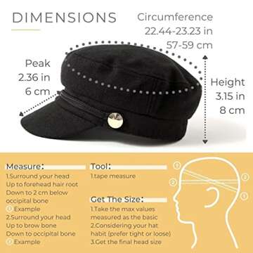 ACCSA Women's Black Newsboy Cap - Stylish & Chic Hat