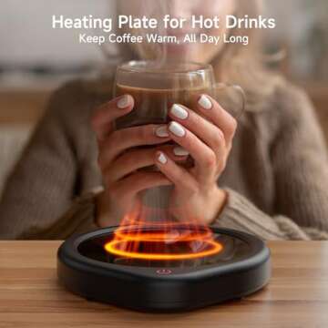 Coffee Mug Warmer for Desk, Cup Warmer with Auto Shut Off Smart Temperature Settings, Electric Beverage Tea Water Milk Warmer for All Cups and Mugs, Heating Plate Candle Wax Warmer