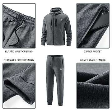 Men's 2 Piece Tracksuit Set - Stylish Grey Joggers