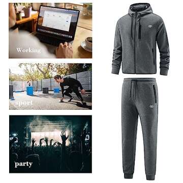 Men's 2 Piece Tracksuit Set - Stylish Grey Joggers