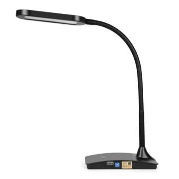 TW Lighting IVY20-40BK Ivy LED Desk Lamp with USB Port for Home Office - Super Bright Small Desk Lamp, a Perfect LED Desk Light as Study Lamp, Bedside Reading Lights (Black)