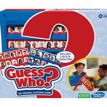 Hasbro Gaming Guess Who? Origina 🎲 "Guess Who? Original Board Game for Kids, 2 Player, Ages 6 and Upl,Easy to Load Frame,Double-Sided Character Sheet,2 Player Board Games for Kids,Guessing Games for Families,Ages 6 and Up