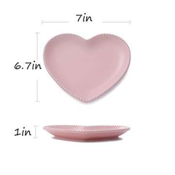 CHOOLD Elegant Ceramic Heart Shaped Dessert Plate for Kitchen Party, 7 Inch - 1 PCS