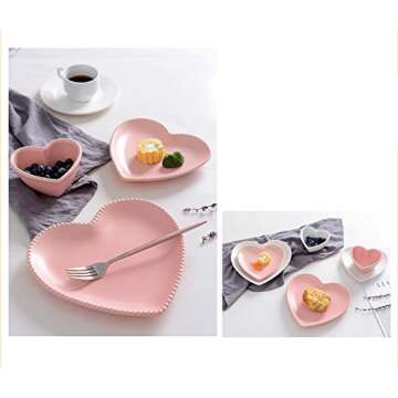 CHOOLD Elegant Ceramic Heart Shaped Dessert Plate for Kitchen Party, 7 Inch - 1 PCS