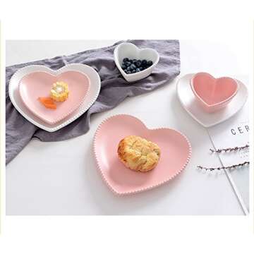 CHOOLD Elegant Ceramic Heart Shaped Dessert Plate for Kitchen Party, 7 Inch - 1 PCS