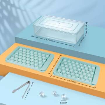 WIBIMEN Ice Cube Tray with Lid and Bin - 0.8" Round Ice Trays for Freezer with Lid - Ice Cube Trays for Freezer with Ice Container
