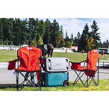 Coleman Portable Camping Chair with 4-Can Cooler - Excellent for Camping, Tailgates, Beach, and Sports