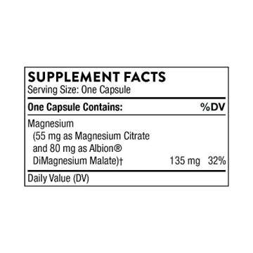 THORNE Magnesium CitraMate - Magnesium Supplement with Citrate-Malate - Support Heart, Skeletal Muscles, Cardiac, Lung Function, and Bone Density - Gluten-Free, Dairy-Free, Soy-Free - 90 Capsules