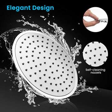 Baban Rainfall Shower Head,High Pressure 8 inch Large Rain Shower Head ABS Polish Chrome Finish with Filter to Anti-clog Anti-leak, Awesome Shower Experience for Bathroom Home Hotel