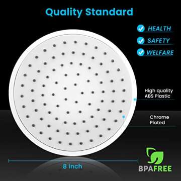 Baban Rainfall Shower Head,High Pressure 8 inch Large Rain Shower Head ABS Polish Chrome Finish with Filter to Anti-clog Anti-leak, Awesome Shower Experience for Bathroom Home Hotel