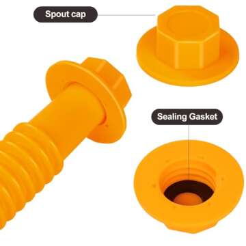 Spacemart Gas Can Spout Replacement, Flexible Pour Nozzle for 1/2/5/10 Gallon Gas Cans, (5 Kit-Yellow) Fuel Can Spout Replacement