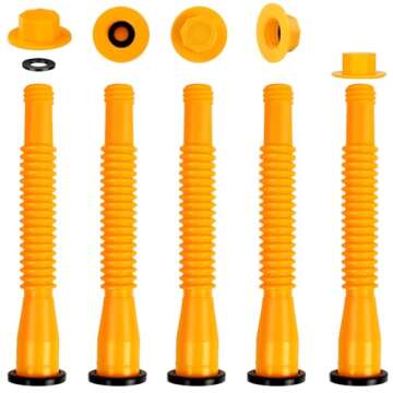 Spacemart Gas Can Spout Replacement, Flexible Pour Nozzle for 1/2/5/10 Gallon Gas Cans, (5 Kit-Yellow) Fuel Can Spout Replacement