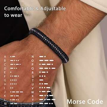 Morse Code Leather Bracelets for Men - Never Give Up