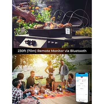 Govee Bluetooth Meat Thermometer, Wireless Meat Thermometer for Smoker Oven, Digital Grill Thermometer with 2 Probes, Timer Mode, Smart LCD Backlight BBQ Thermometer for Cooking Turkey Fish Beef