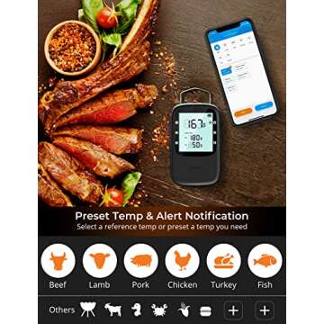 Govee Bluetooth Meat Thermometer, Wireless Meat Thermometer for Smoker Oven, Digital Grill Thermometer with 2 Probes, Timer Mode, Smart LCD Backlight BBQ Thermometer for Cooking Turkey Fish Beef