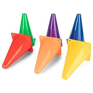 Champion Sports Office TC9SET Field Marker Cone, Red/Orange/Yellow/Green/Blue/Purple, 9 US