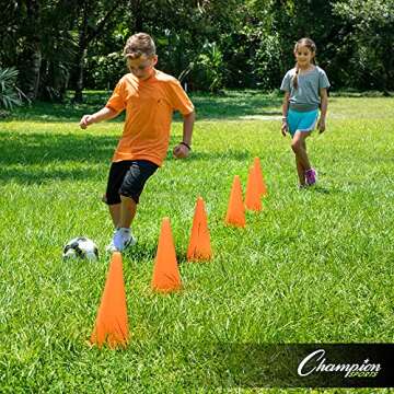 Champion Sports Office TC9SET Field Marker Cone, Red/Orange/Yellow/Green/Blue/Purple, 9 US