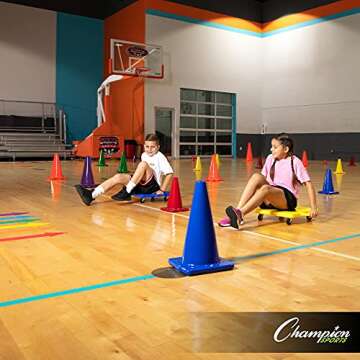 Champion Sports Office TC9SET Field Marker Cone, Red/Orange/Yellow/Green/Blue/Purple, 9 US