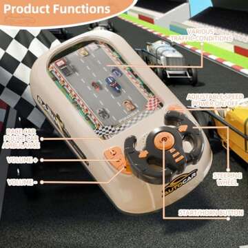 Racing Adventure Car Steering Wheel Toy,Car Racing Adventure Toy with Steering Wheel, Driving Simulator for Kids Racing Car Adventure Steering Wheel Toy,Musical Interactive Steering Wheel Toy (White)