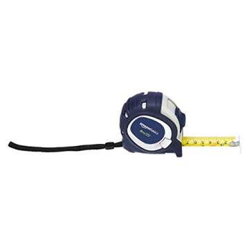 Amazon Basics Heavy Duty Tape Measure - 25-Feet (8-Meters), Inch/Metric Scale, 3-Lock Design, MID Accuracy, Black, 2 Count