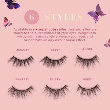 Lilly Lashes Butterfl'eyes Faux Mink Lashes, Half Lashes Natural Look & Feel, False Eyelashes, Reusable Eyelashes 20x, No Trimming + Easy to Apply, Round Style, Lash Glue not Included 13mm (Sassy)