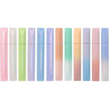 COLNK Glitter Pastel Highlighter Set of 12 - Cute Aesthetic Assorted Colors with Chisel Tip