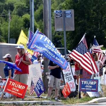 LoveVC Donald Trump 2024 Flag Take America Back Flags Decorations Re-Elect Trump Small Mini Handheld Flags on Wood Stick,5x8 Inch,12 Pack